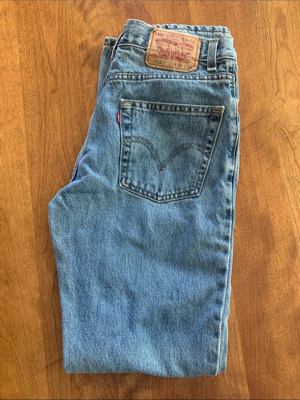 Levis 512 Jeans Mens 29X32 Blue Slim Tapered Mid Rise Distressed Denim